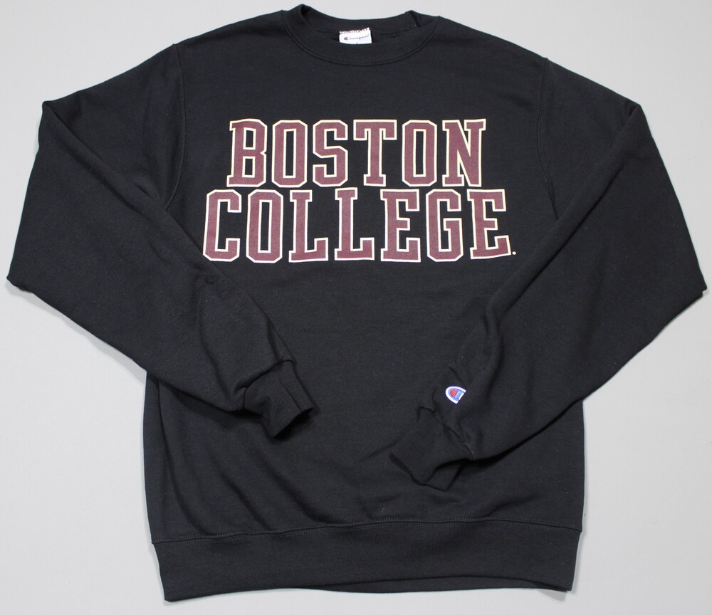 Boston College Champion Long Sleeve Crewneck Sweatshirt Mens Small Black
